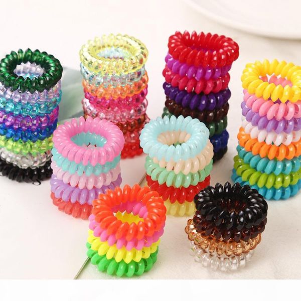 

wholesale 100 pcs candy telephone wire hair accessories girl gum elastic ring rope plastic rope hair accessories 3.5cm, Golden;silver