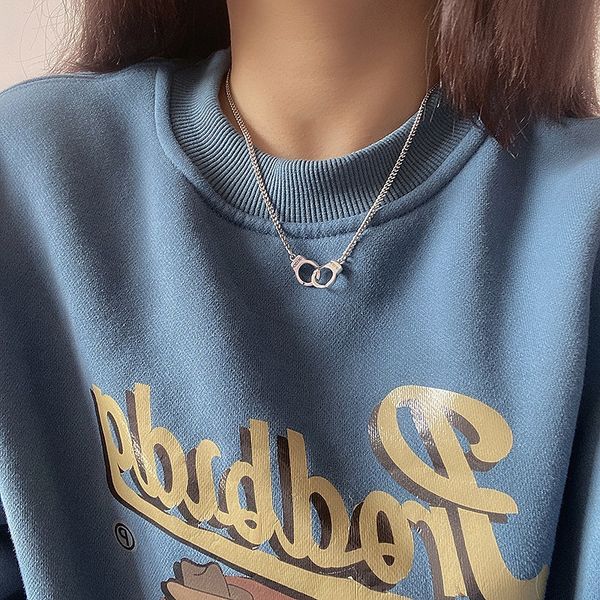 

s925 silver handcuffs for women simple personality cool wind clavicle chain fashion gift s925 silver handcuffs necklace necklace for women s, Golden;silver