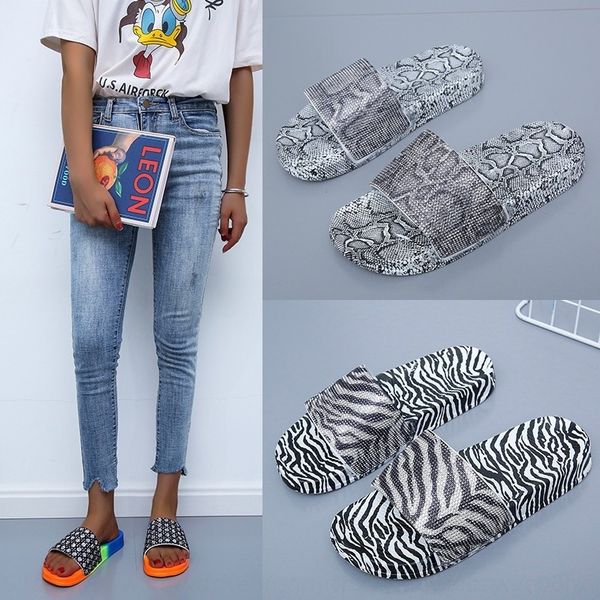 

5nfc htuua new spring summer flat heel slippers women snake pointed shoes mules toe slippers slides cozy woman female sx2158, Black