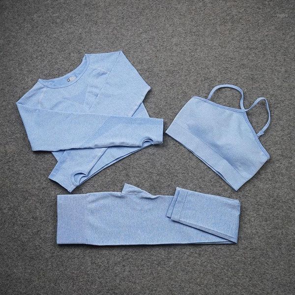 

yoga outfits seamless set woman sportswear gym clothing long sleeve crop leggings sport bra workout fitness sports suits1, White;red