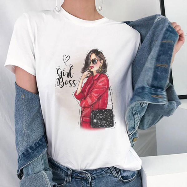 

summer printed fashion girl print t shirt women harajuku vogue tshirt graphic cartoon korean style, White