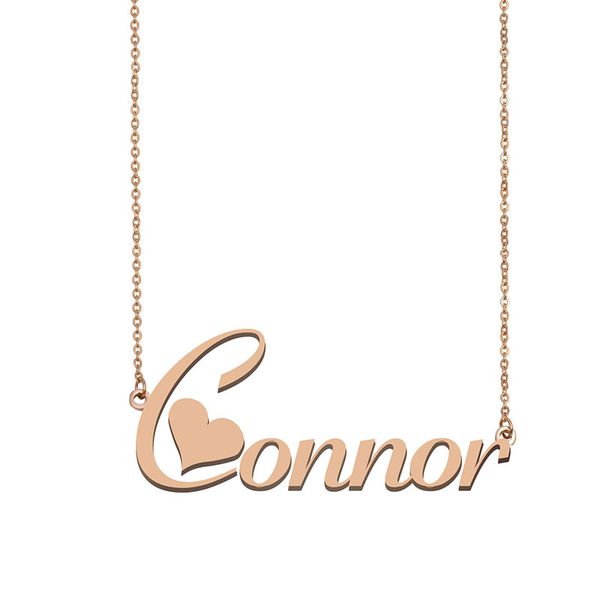

connor custom name necklace personalized pendant for men boys birthday gift friends jewelry 18k gold plated stainless steel, Silver