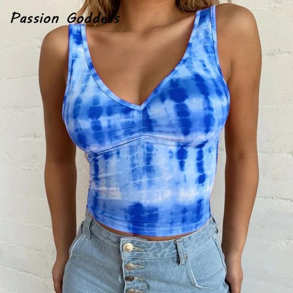 

women's tanks & camis casual women street tie-dye vest plus size bodycon tank v neck crop shirts summer blusa bustier lingerie femme 4, White