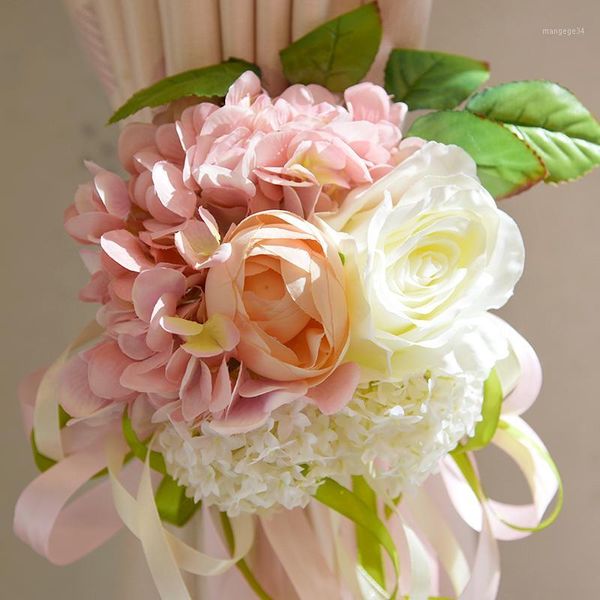 

home wedding room decoration artificial flower bouquet curtain buckle1