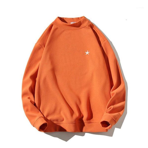 

plus velvet sweatshirts men embroidery star half-high o-neck basic bottoming warm autumn winter solid pullovers oversize1, Black