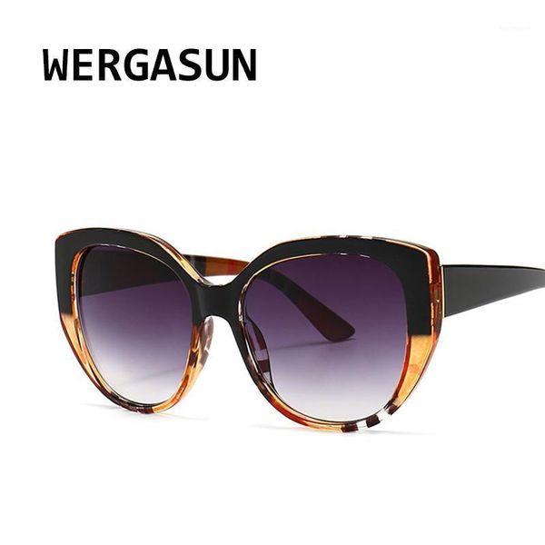 

wergasun new fashion brand designer cat eye sunglasses women oversized frame vintage sun glasses uv4001, White;black