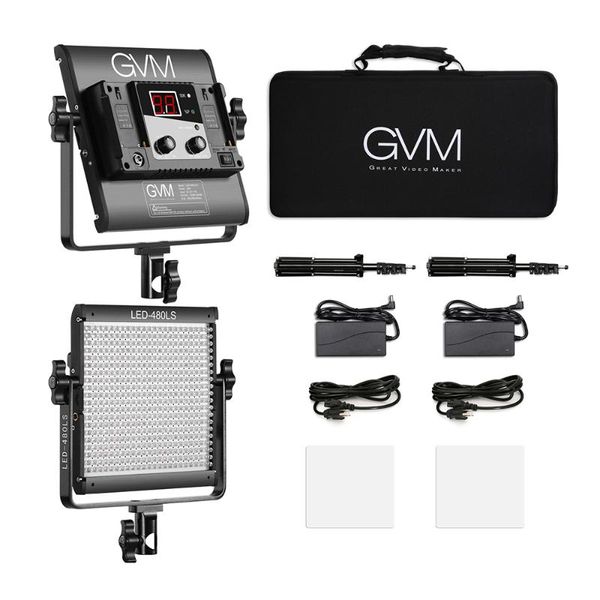 

gvm led-480ls 2pcs dimmable bi-color led видеопансовая панель и 70-дюймовая подставка для подсветки 2300-6800k al loady house фотография