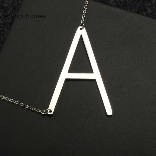 

personality pendant a-z 26 words smooth letter necklace women's jewelry, Silver