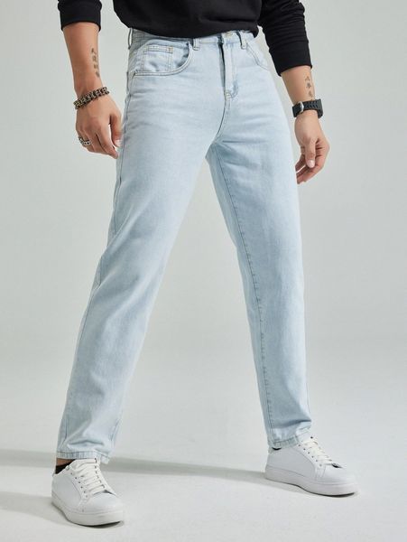 

men light wash tapered jeans l0fn#, Blue