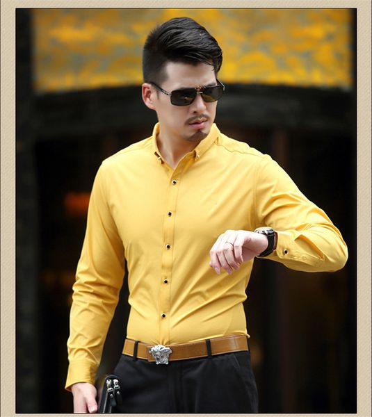 

2021 new high male shirt men of solid quality casual shirts for black hombre wxf067 9to7, White;black