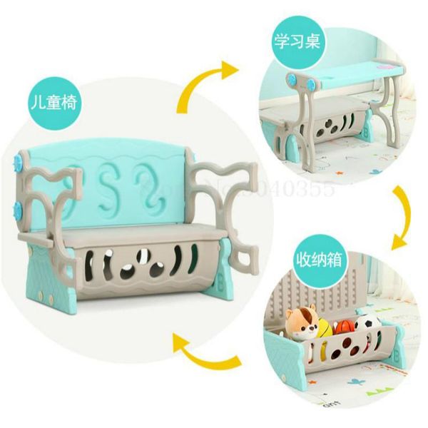 

children's multi-function study table folding deformation sofa chair baby eating table infant game storage and chair