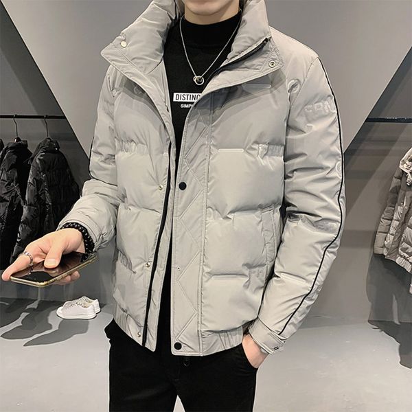 

men's down et slim fit korean version handsome easy to take stand collar thickened warm winter cloth casual fashion men's coat tre, Black