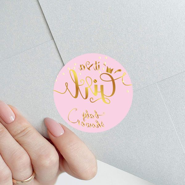 

newbaby stickers pink 48/60pcs blue its a shower decoration girl boy sticker mom to be gender reveal babyshower supplies