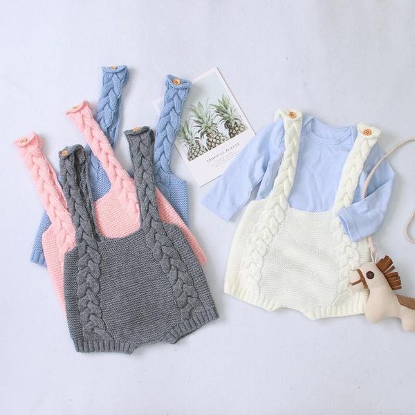 

2020 ins baby twist knitting romper solid color ale newborn toddler knitted overalls wholesale, Blue