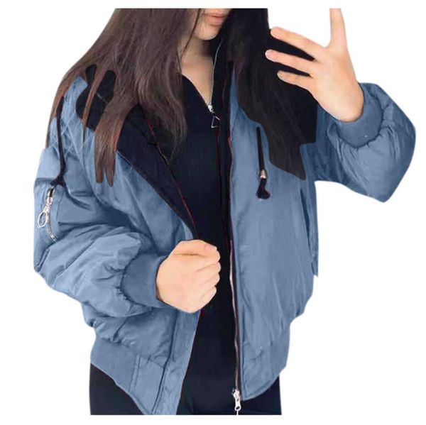 

ostrich autumn winter coat women 2020 fashion jacket outwear casual loose zipper hooded solid female jacket coats, Black