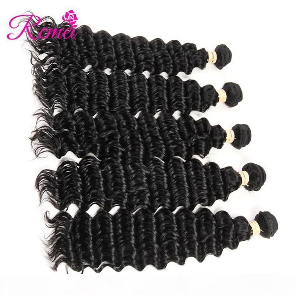 

rcmei indian human hair deep wave virgin hair extensions 5 bundles natural color unprocessed hair wefts 8-28inch ing, Black