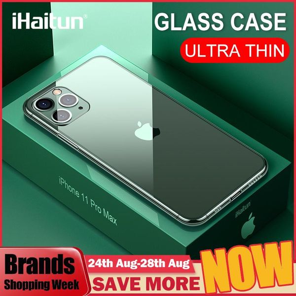 

ihaitun luxury glass чехол для iphone 11 pro max случаи ультра тонких прозрачное стекло крышка для iphone xs max хг x 10 yxllbf hwjh