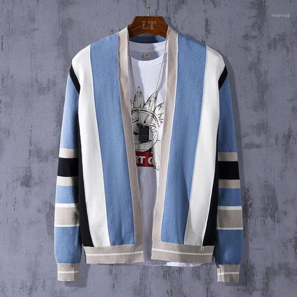 

knitted cardigan sweater men's spring and autumn coat youth handsome medium length windbreaker trend business casual thin coat1, White;black