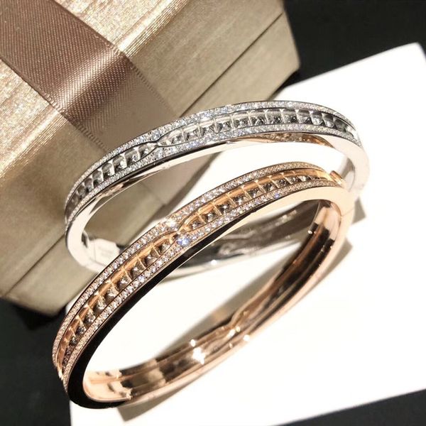 

fashion wicker full diamond letter design bracelet high-end sterling silver micro inlay to create exquisite trendy bracelets ing, Red;brown