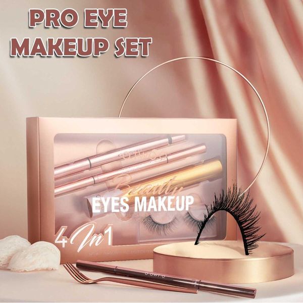 

4-in-1 eye makeup set, eyebrow pencil, mascara, eyeliner, waterproof and non-blo