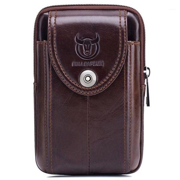 

waist bags bullcaptain men's leather belt bag fanny pack molle small money phone bum pouch purse1