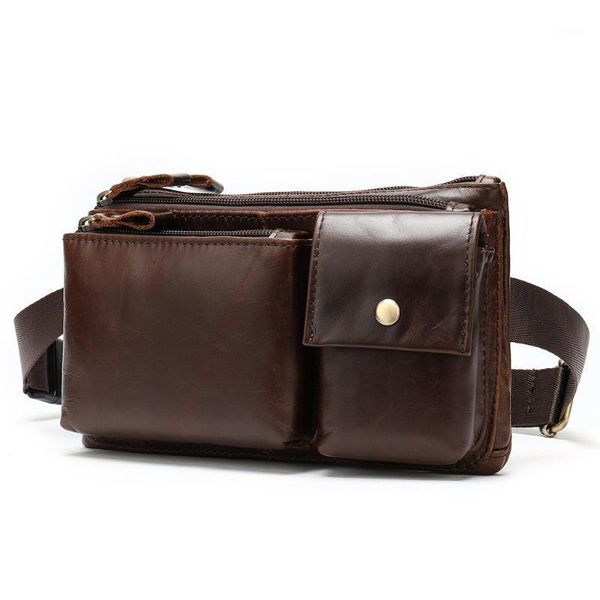 

waist bags men genuine leather chest pouch single shoulder cross body natural skin hip bum fanny belt pack1