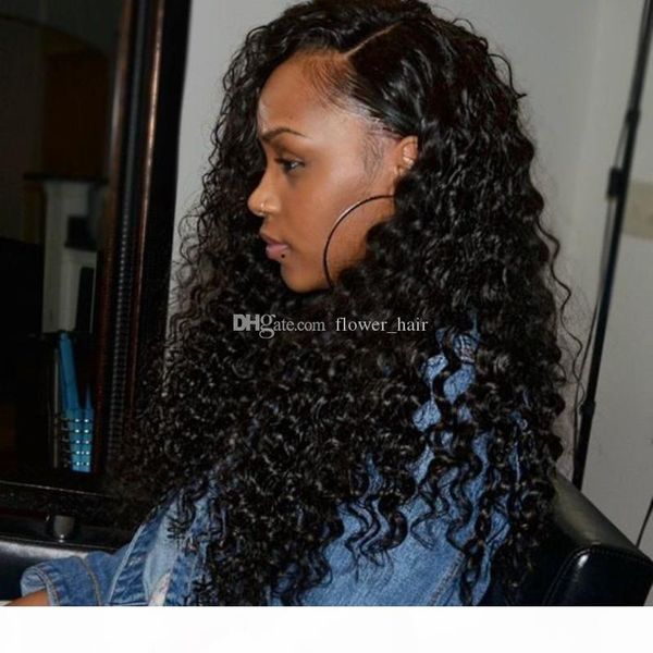 

5x4.5 silk full lace wigs deep wave brazilian full lace human hair silk base wig glueless lace front wigs, Black;brown