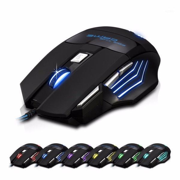 

mice mouse 5500 dpi 7 button led optical usb wired gaming for pro gamer professional cable pc1