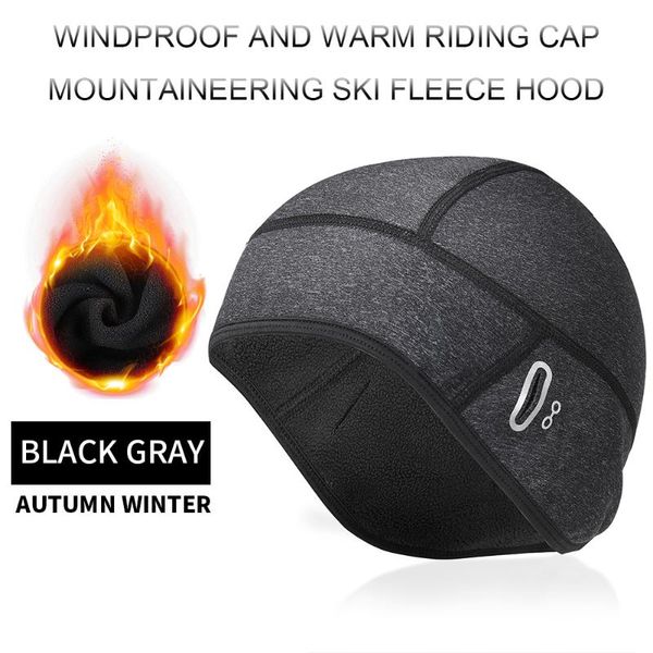 

winter ski cap windproof fleece warm cycling running hat outdoor hiking headwear biking portableÂ dustproof cycling parts, Black