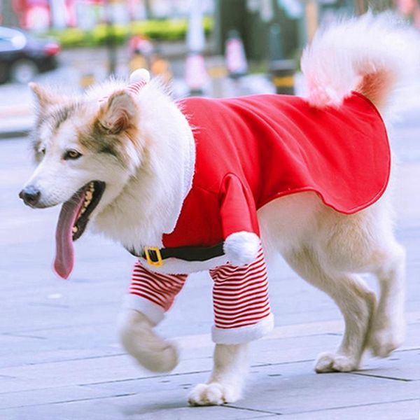 

christmas pet clothes with fur pompom hat fashionable cute holiday party pet decoration red clothes for hundekleidung puppy1