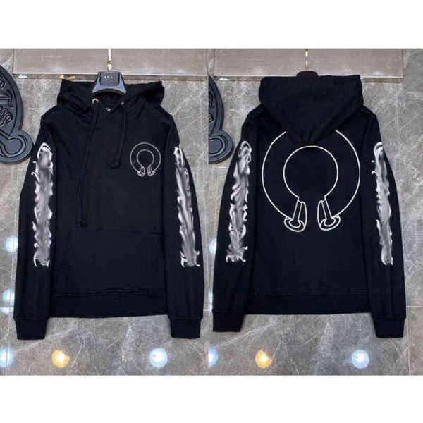 

classic mens fashion luxury zipper ch hoodies designer sweatshirts horseshoe sanskrit cross print pullover hooded sweater woman loose jackts, Black