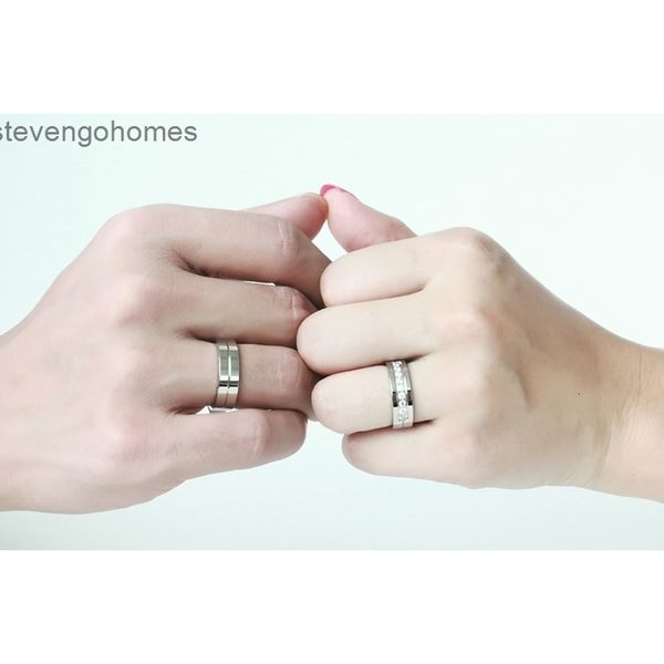 

steel zircon couple character ring south korean jewelry cr-054, Silver