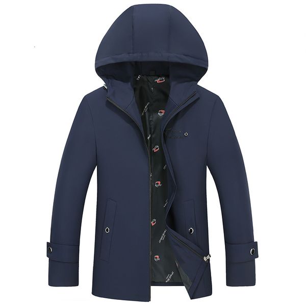 

fattening plus size men's medium length windbreaker autumn fat leisure business large hooded loose jacket, Tan;black