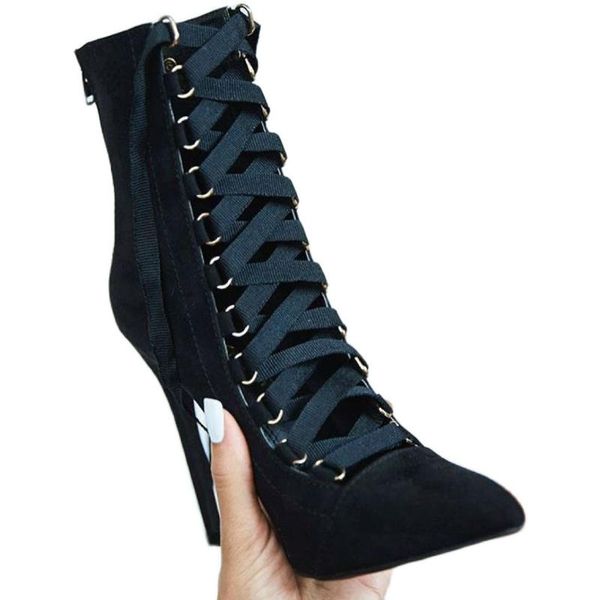 

new lace high heel boots women pumps shoes, Black