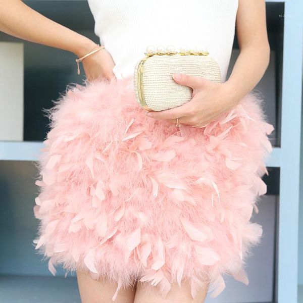 

new natural ostrich fur bra skirt women fur skirt real ostrich with feathers mini can customized1, Black