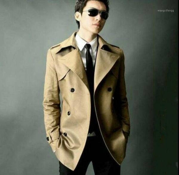 

wine red brown beige new designer slim trench coat men overcoat long sleeve mens clothing business grey plus size s - 9xl1, Tan;black