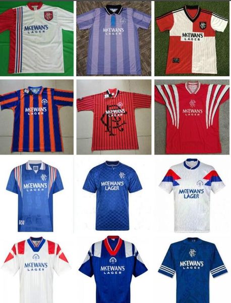 

retro glasgow rangers 1995-96 away soccer jerseys gascoigne mccoist laudrup ferguson football kit vintage classic shirt, Black;yellow