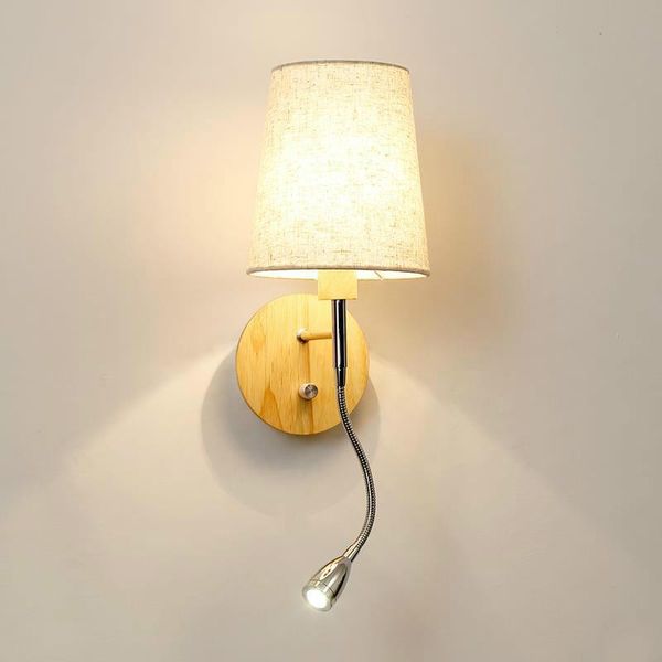 

nordic wood wall lamp with switch bedroom stair light fabric wooden wall lights fixtures led luminaire wandlamp wf102404