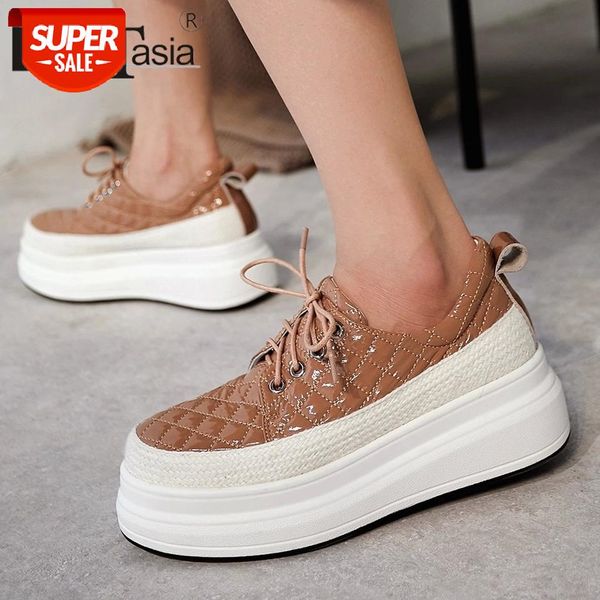 

doratasia genuine leather lady platform shoelace mixed color flats brand casual flats women wedges sewing fashion shoes woman #p352