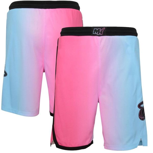 

miami heat men 2020/21 city edition swingman basketball shorts pink pants, Black;red