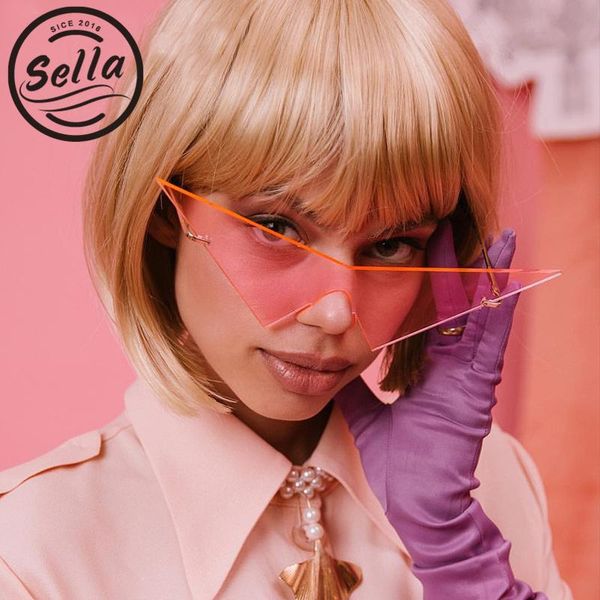 

sunglasses sella style oversized triangle personality fashion men women colorful tint lens street party eyewear, White;black