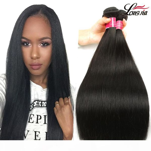 

brazilian virgin hair straight 3 bundles unprocessed brazilian human hair extensions wet and wavy brazilian hair bundles, Black