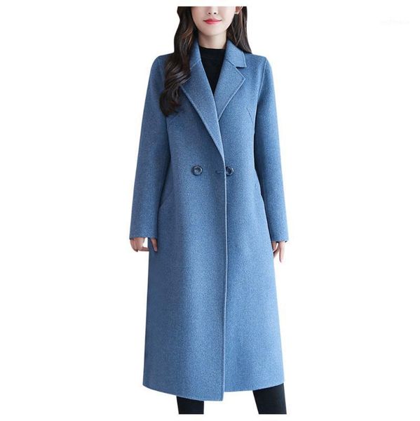 

sagace women long woolen coat long sleeve female overcoat loose outerwear winter autumn trench coats plus size solid color1, Black