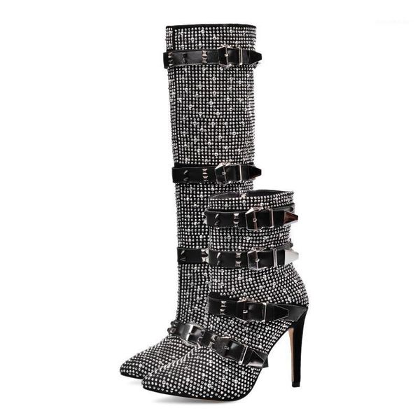 

boots belt buckle short black latest fashion shoe side zipper wind1