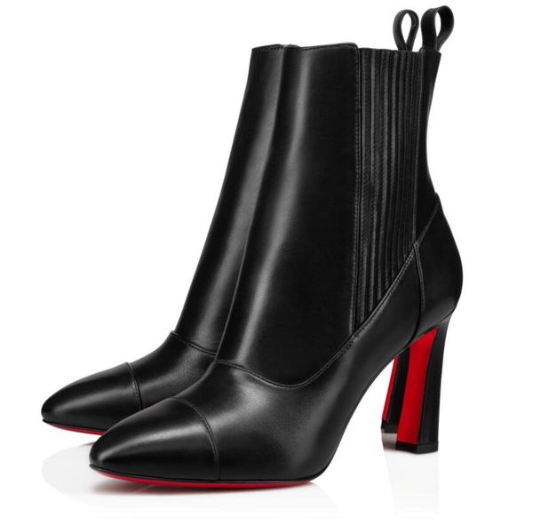 

подлинный box] известный winter brands меня в 90-е booty женщины red bottom ботильоны elegant lady пинетки свадебное платье партии eu35-43, Black