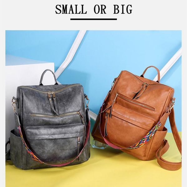 

bags women's 2020 new european style backpack bags retro pu travel backpack zipper leisure waterproof school bag