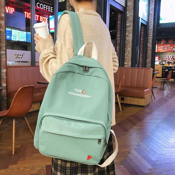 

fashion women's backpack large capacity zip pocket backpack waterproof pure color outdoor student shoulder bags travel bag 2020