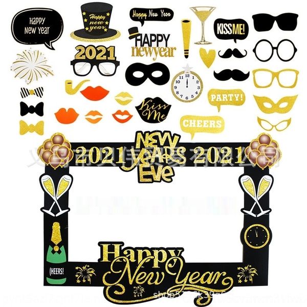 

j8esl set 2021 new year paper p p hand-held props frame props 32-piece set party and matching supplies 8bdxr