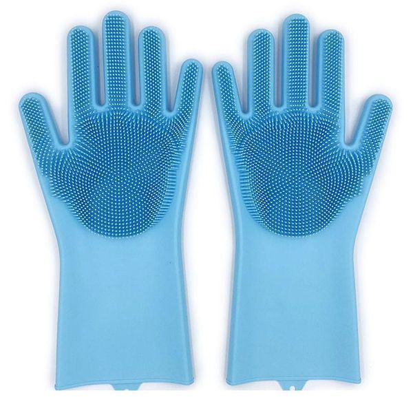 

1pair brushes magic with sile kitchen cleaning household dishwashing gloves for washing dishes rubber spong bb