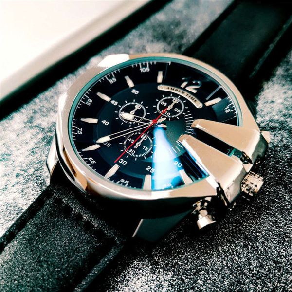 

waterproof fengda dial fashion watch men's luminous calendar multi functional blue light, Slivery;brown